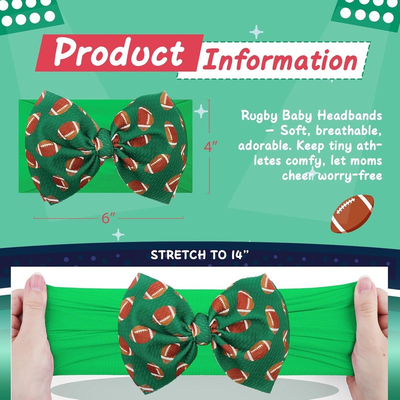 ONENINEDREAM Baby Girl Football Outfit Headbands for Baby Girls Sports Bows Super Bowl Hair Accessories Newborn Infant Headband Football Baby Clothes - Image 4